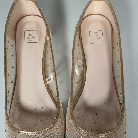 David's Bridal Illusion Toe Cap Crystal Embellished Ballet Flats 7.5 - Picture 5 of 12